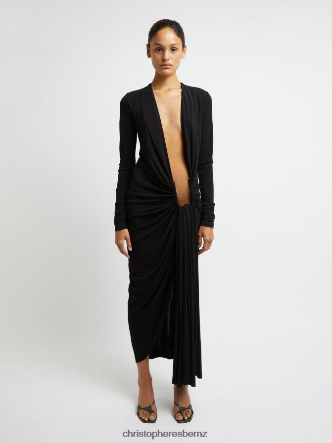 Christopher Esber Black Arced Palm Drape Dress Clothing R68N6Z42