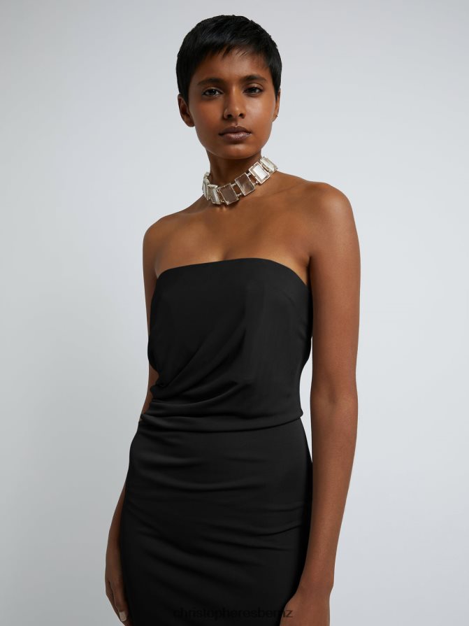 Christopher Esber Black Strapless Ruched Dress Clothing R68N6Z50