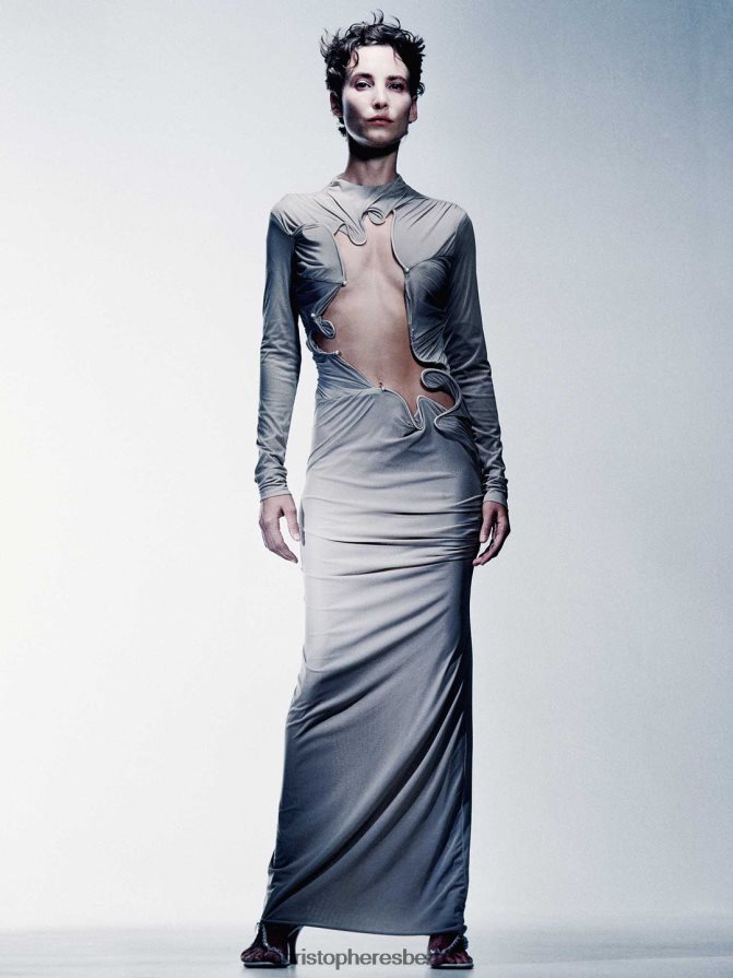 Christopher Esber Bone Slashed Venus Long Sleeve Dress Clothing R68N6Z58