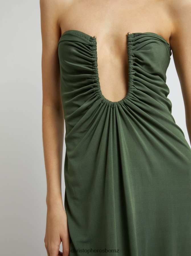Christopher Esber Bottle/Green Arced Palm Strapless Dress Clothing R68N6Z22