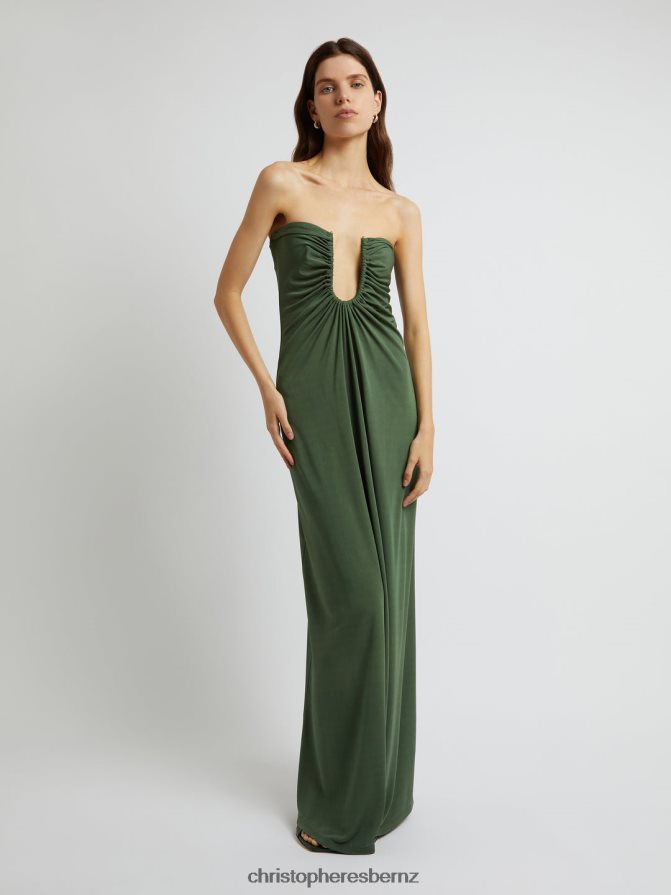 Christopher Esber Bottle/Green Arced Palm Strapless Dress Clothing R68N6Z22