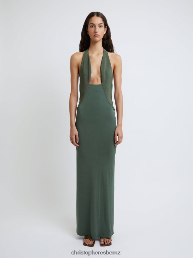 Christopher Esber Bottle/Green Tailored Sloped Halter Dress Clothing R68N6Z39