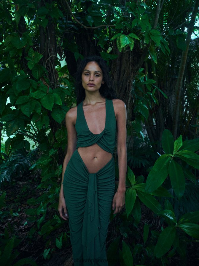 Christopher Esber Bottle/Green Vivenda Drape Front Dress Clothing R68N6Z38