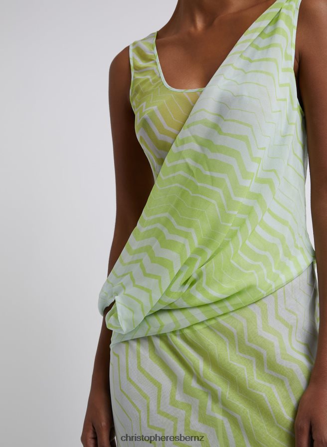 Christopher Esber Chevron/Print Draped Cowl Tank Dress Clothing R68N6Z59