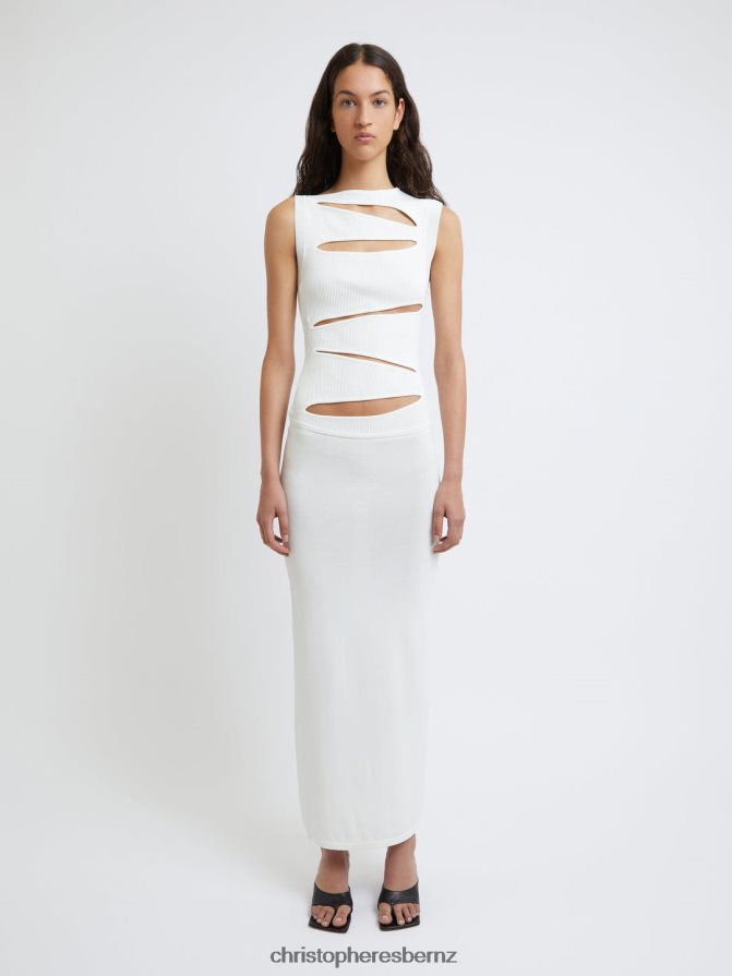 Christopher Esber Ivory Slashed Knit Dress Clothing R68N6Z45