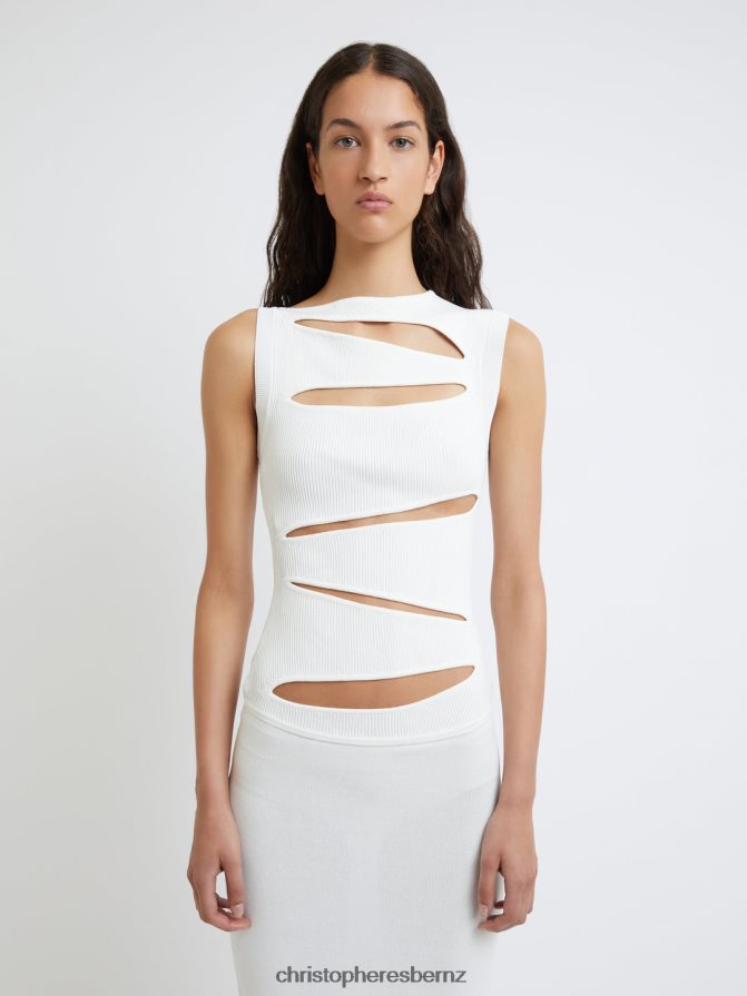 Christopher Esber Ivory Slashed Knit Dress Clothing R68N6Z45