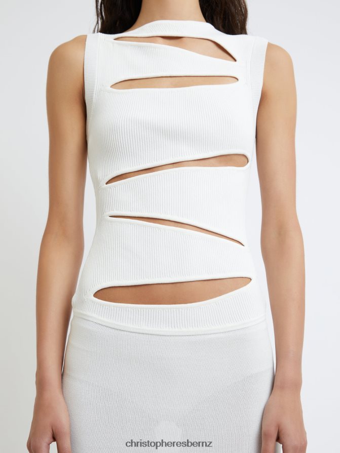 Christopher Esber Ivory Slashed Knit Dress Clothing R68N6Z45