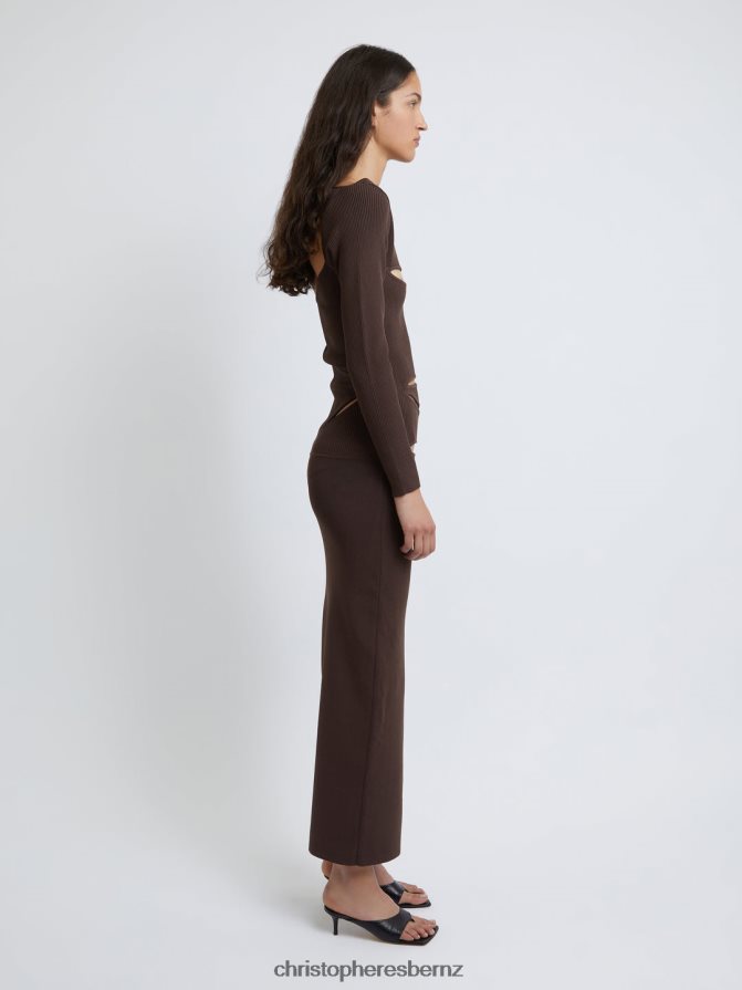 Christopher Esber Mahogany Slashed Knit Long Sleeve Dress Clothing R68N6Z44