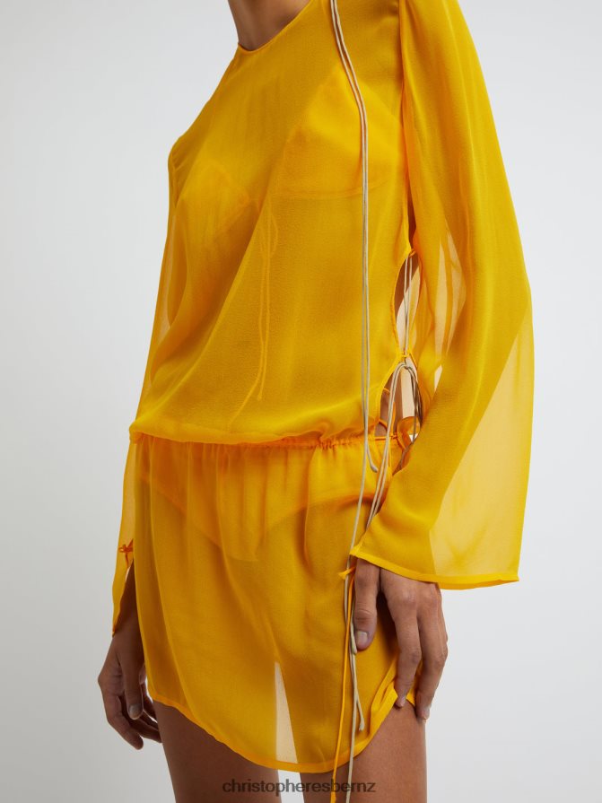 Christopher Esber Mango Silk Springs Side Tie Dress Clothing R68N6Z5