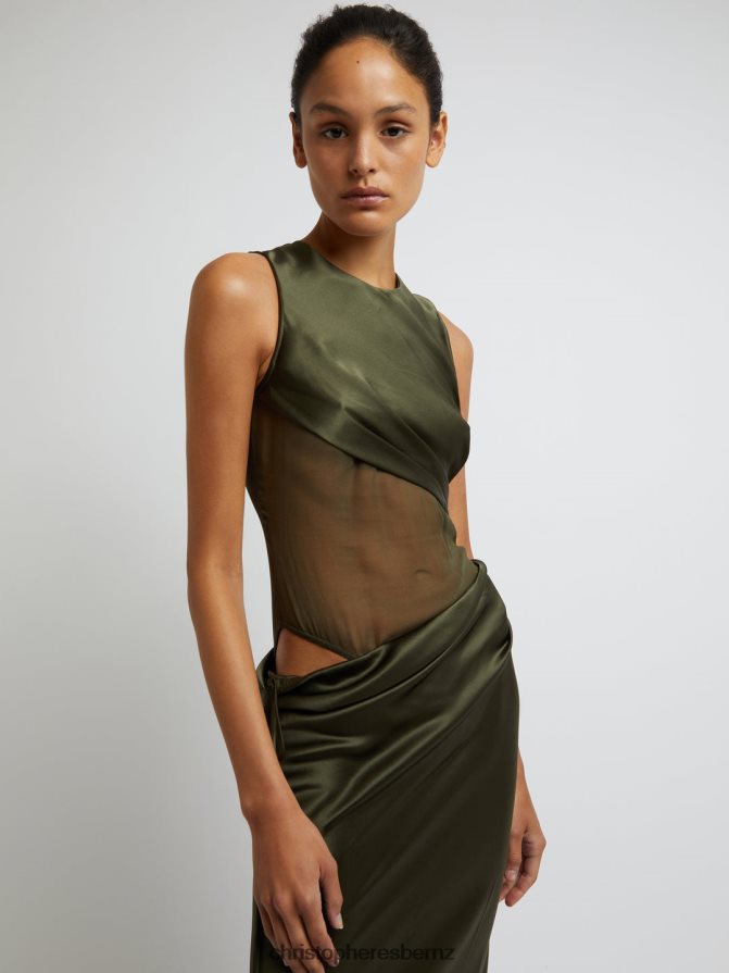 Christopher Esber Seaweed Verdant Falls Sheer Torso Dress Clothing R68N6Z34