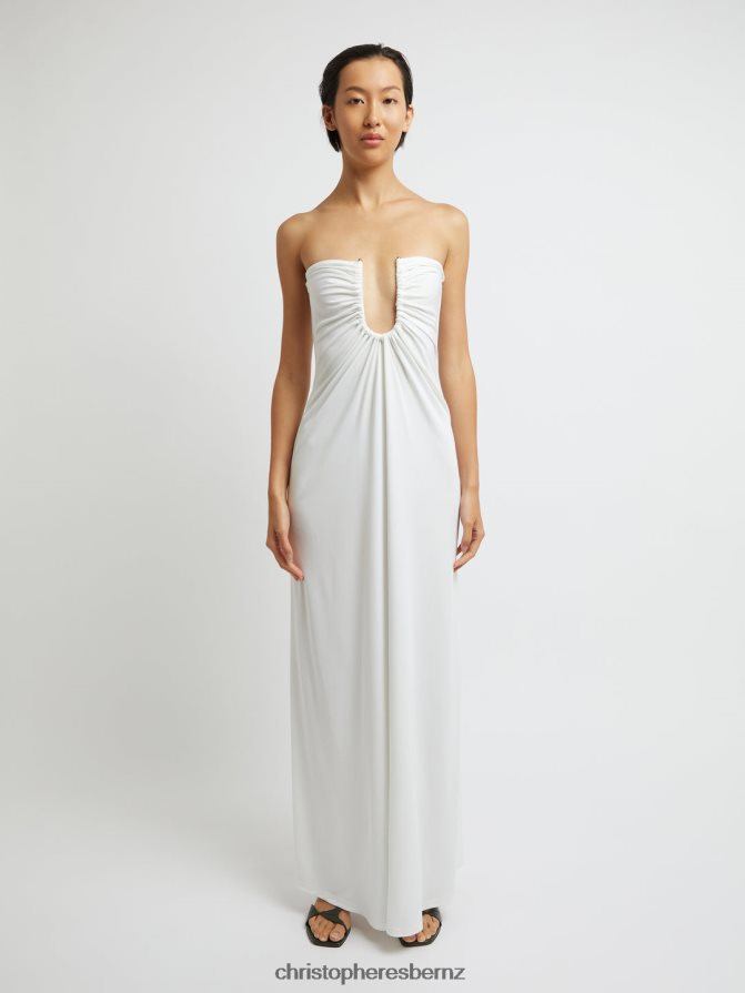 Christopher Esber White Arced Palm Strapless Dress Clothing R68N6Z21