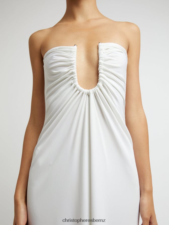 Christopher Esber White Arced Palm Strapless Dress Clothing R68N6Z21