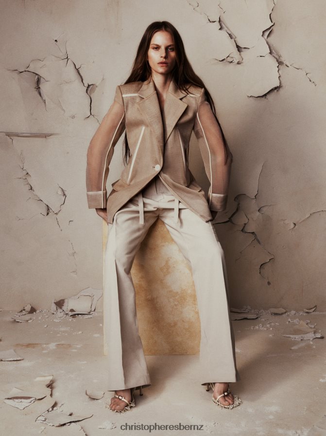 Christopher Esber Tan Tailored Transparency Graph Outlined Blazer Clothing R68N6Z171