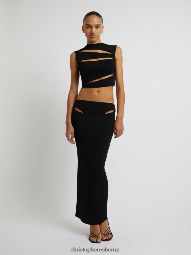 Christopher Esber Black Slashed Knit Crop Clothing R68N6Z77