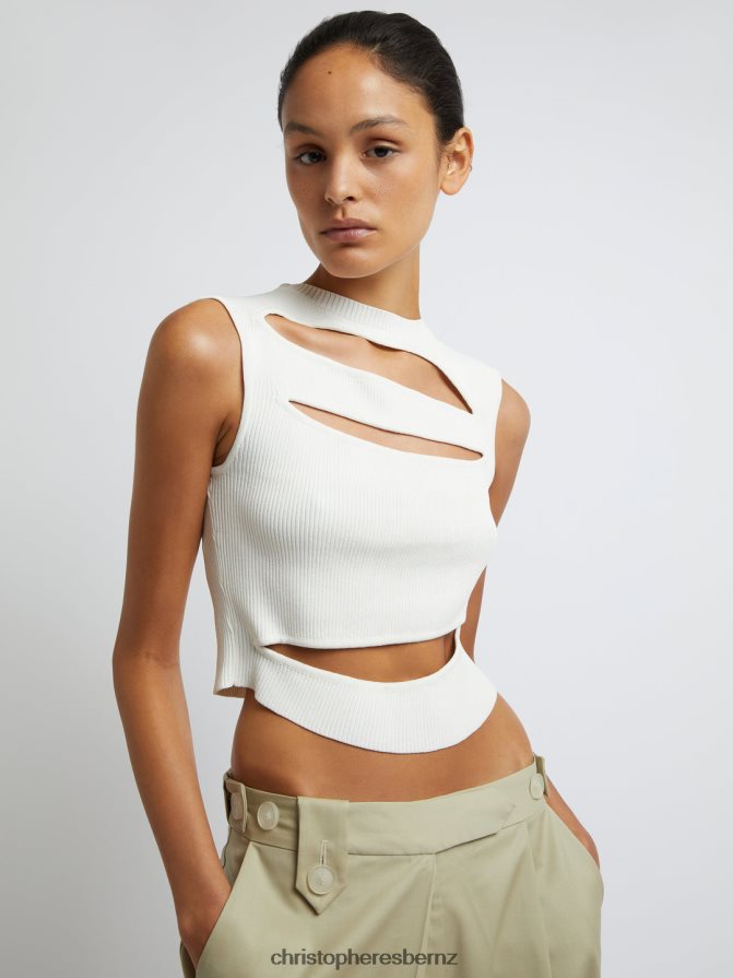 Christopher Esber Ivory Slashed Knit Crop Clothing R68N6Z76