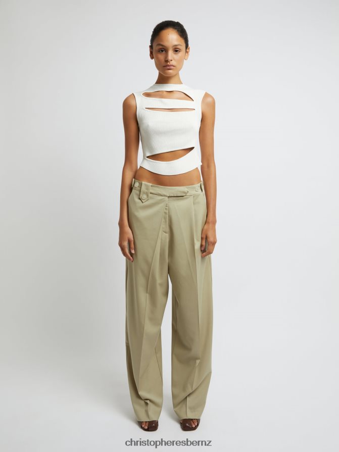 Christopher Esber Ivory Slashed Knit Crop Clothing R68N6Z76