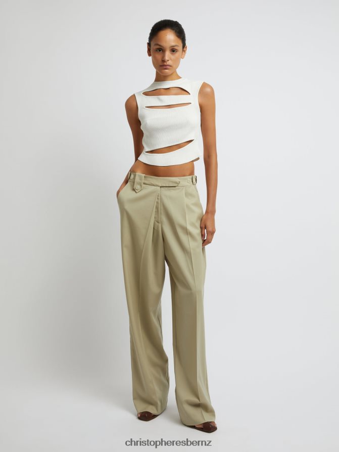 Christopher Esber Ivory Slashed Knit Crop Clothing R68N6Z76