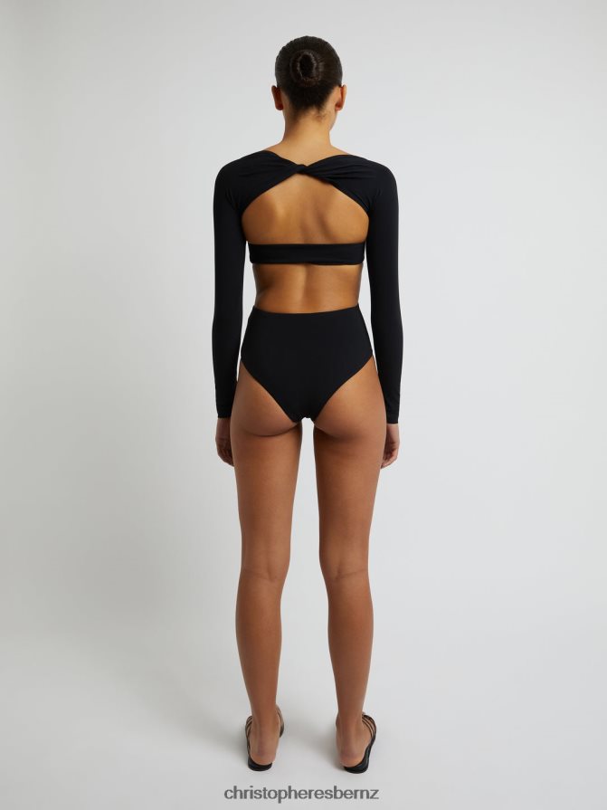 Christopher Esber Black Odessa Ruched Prong Long Sleeve One Piece Clothing R68N6Z191