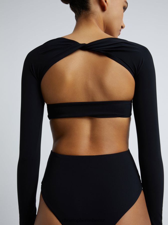 Christopher Esber Black Odessa Ruched Prong Long Sleeve One Piece Clothing R68N6Z191