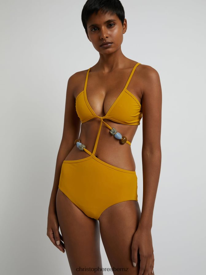 Christopher Esber Mustard Cross Bandeau Quartz One Piece Clothing R68N6Z193