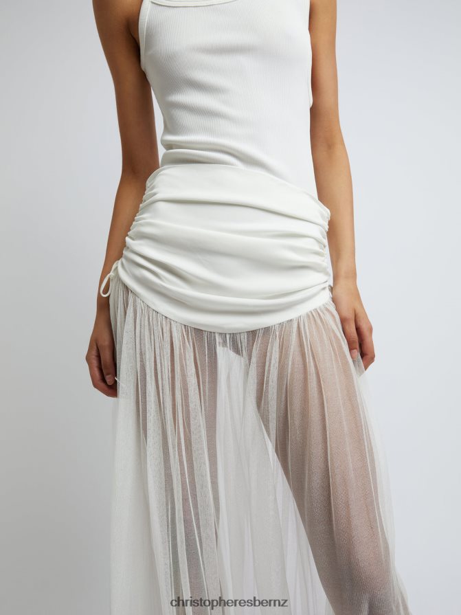 Christopher Esber White Ruched Tulle Skirt Clothing R68N6Z151