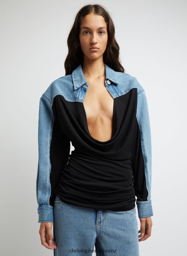 Christopher Esber Black Deconstructed Denim Cummerbund Shirt Clothing R68N6Z122