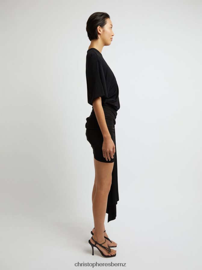 Christopher Esber Black Side Cowl Waist Tee Clothing R68N6Z115