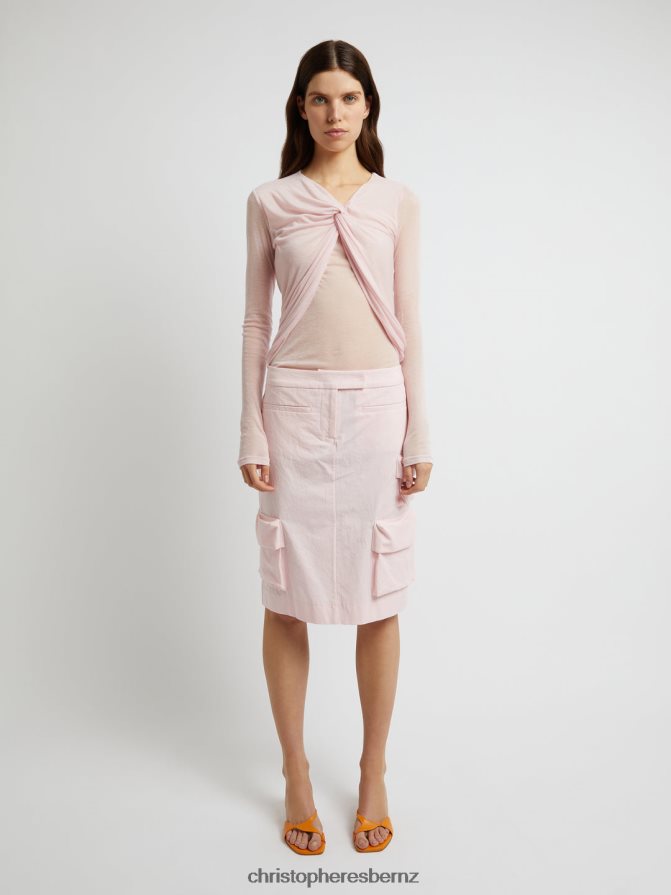 Christopher Esber Chalky/Pink Trochiatide Long Sleeve Twist Top Clothing R68N6Z100