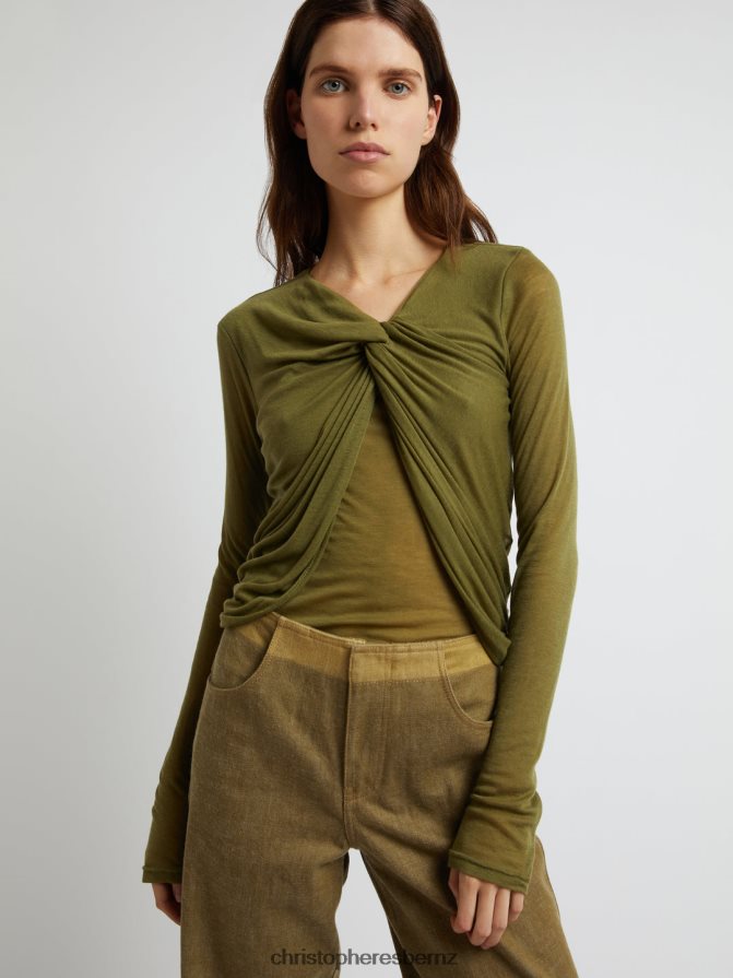 Christopher Esber Khaki Trochiatide Long Sleeve Twist Top Clothing R68N6Z101