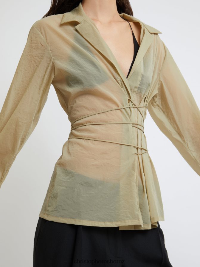 Christopher Esber Taupe Tidal Tie Front Sheer Shirt Clothing R68N6Z111